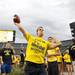 Michigan junior Nick Van Dijk throws a football in one of the pregame activities in the stadium on Saturday. Daniel Brenner I AnnArbor.com